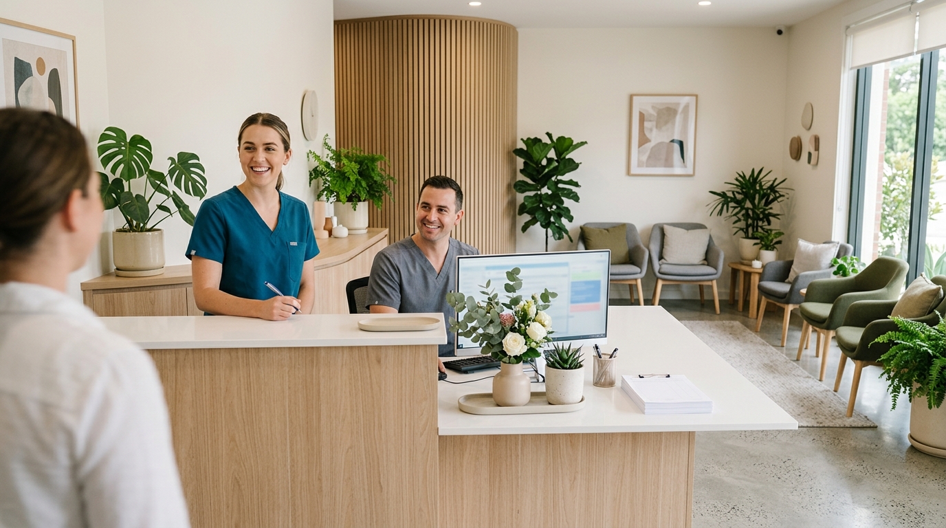 Dental clinic reception desk staff 2a0fe3cba4