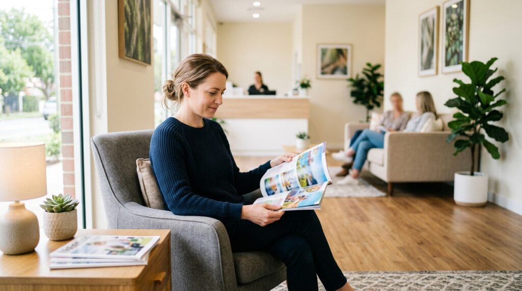 Patient reading magazine in clinic a411edaef9