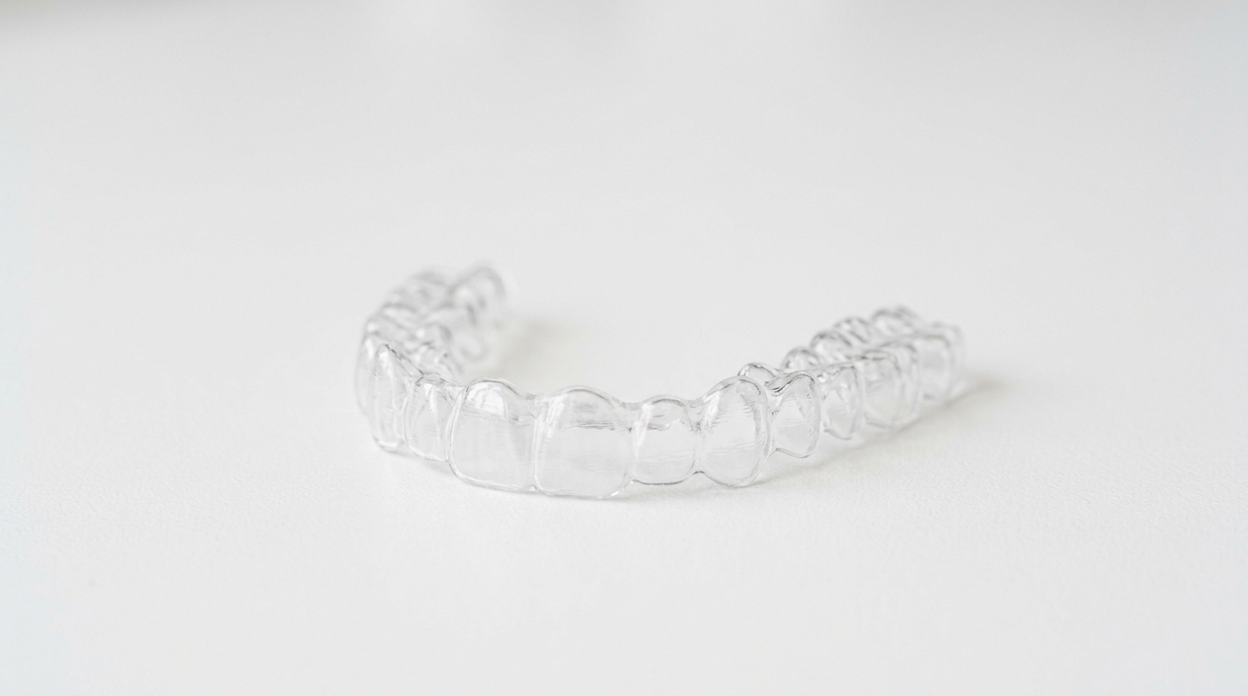 Plastic dental aligner on surface fb531370bb