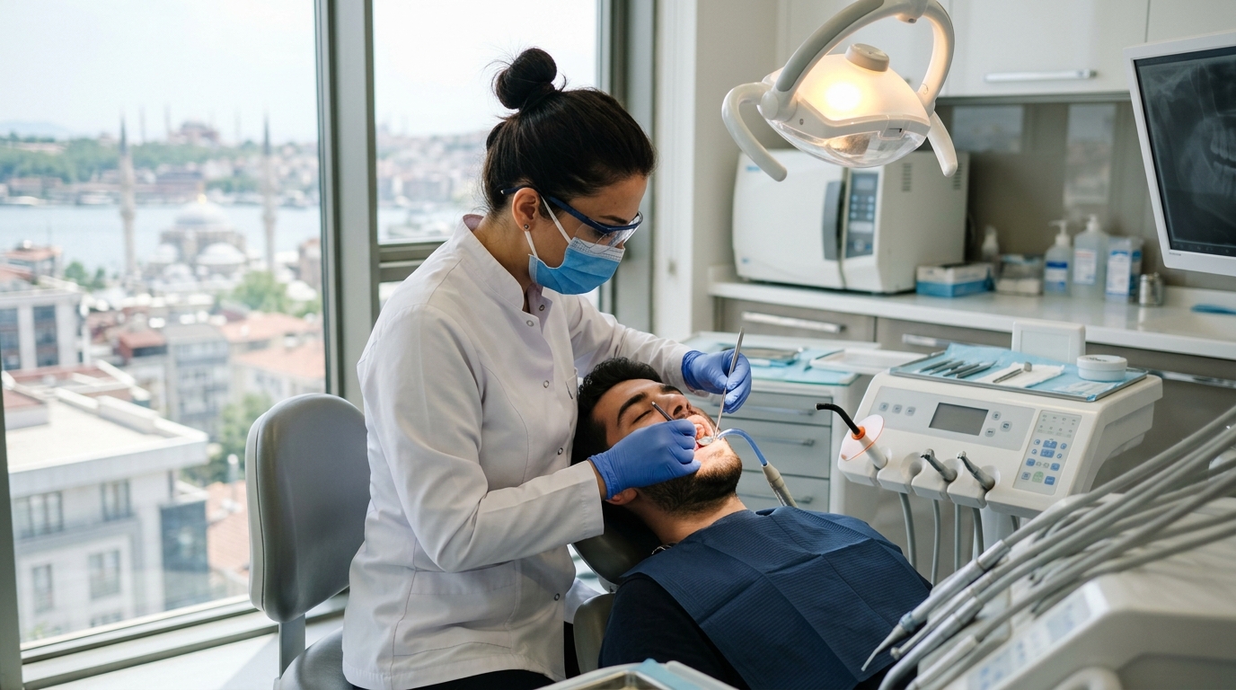 Realistic photo of a dentist in white coat and glo 6cfa5d9846