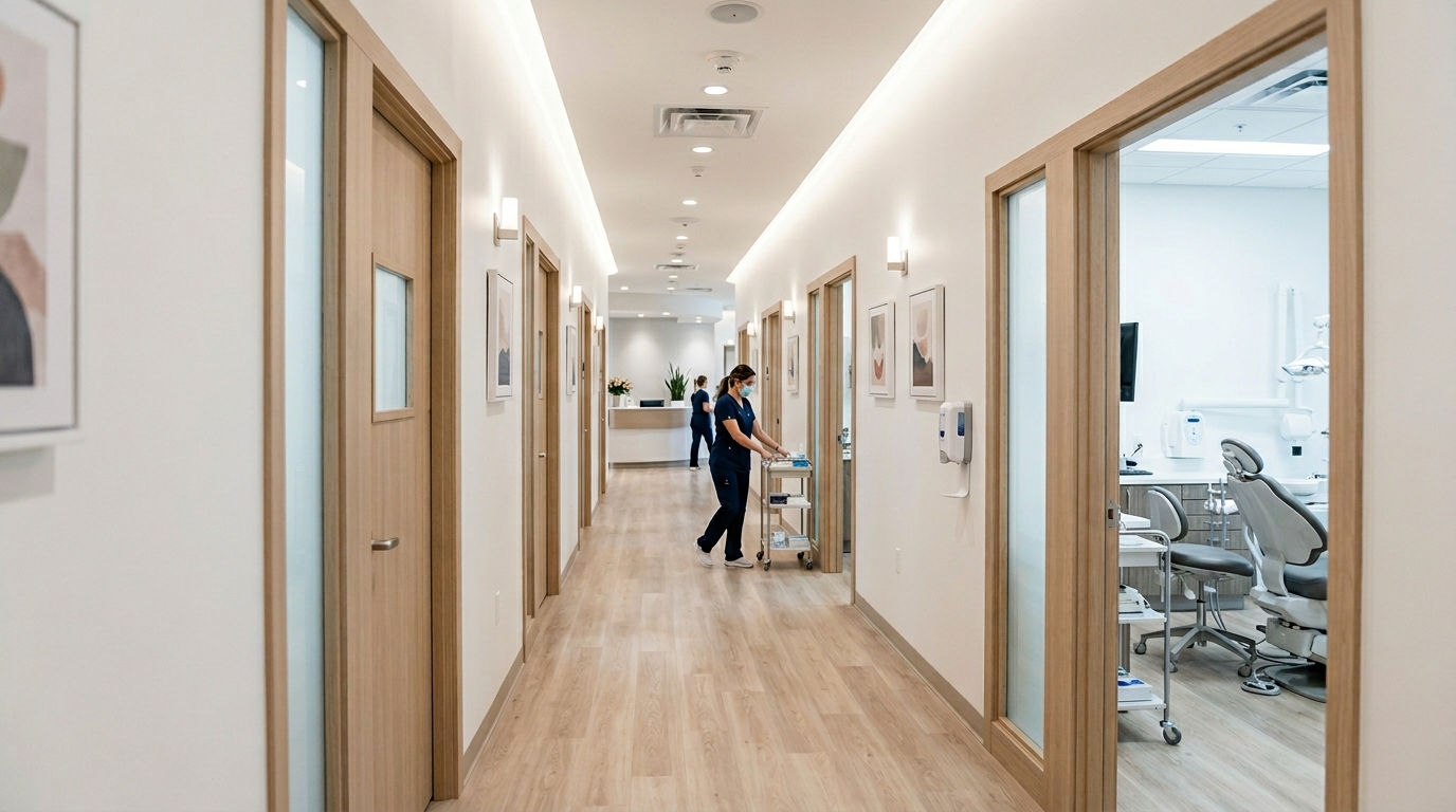 Realistic photo of a modern dental office corridor 6230e4241b